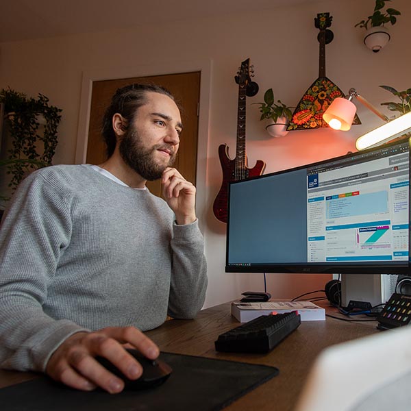 Wiktor Jurek studying at home Wiktor Jurek studying at home