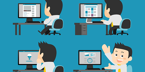 Illustration of a man using a computer